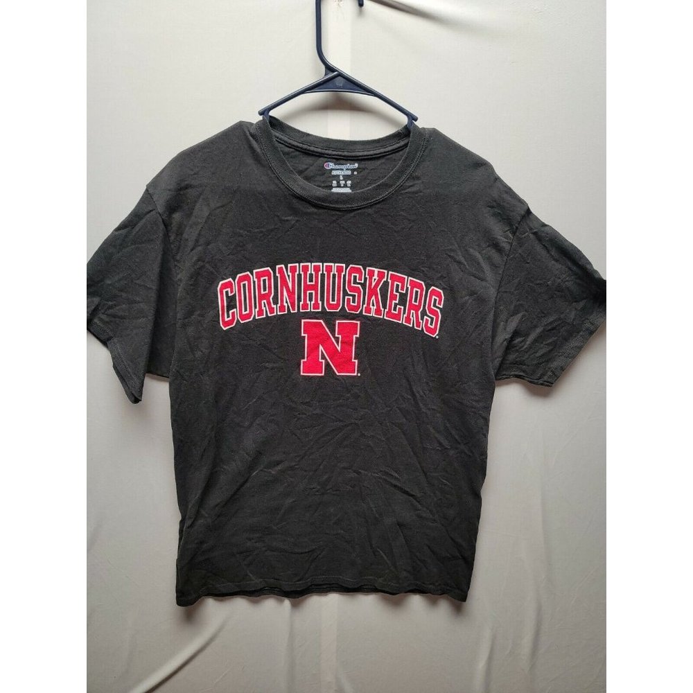 Champion Authentic Black T Shirt Size L Nebraska Cornhuskers - Picture 2 of 4